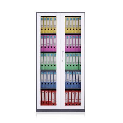 Modern Office School Furniture Steel Cupboard Storage Cabinet with Glass Doors