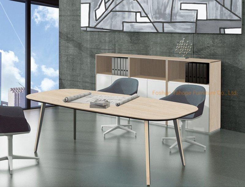 European Simple Office Furniture Wooden Conference Oval Meeting Table Project Use