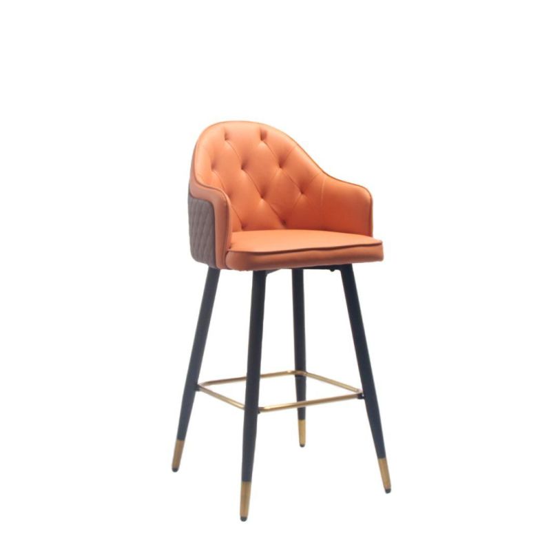 Best Quality Bar Chair Modern High Stool Island Bar Chair Orange Bar Stool with Comfortable Backrest