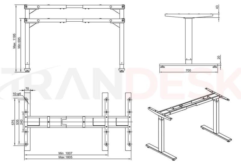 Height Adjustable Desk Frame for Home Office