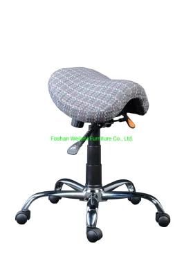 Back Angle Adjustment Fabric Upholstery Normal Foam Seating Comfortable Chrome Base Nylon Caster Saddle Chair