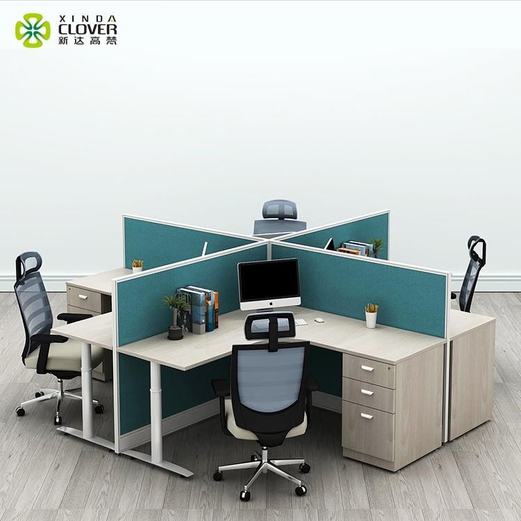 Modular 4 Seater Office Workstation Fabric Material Aluminum Partition