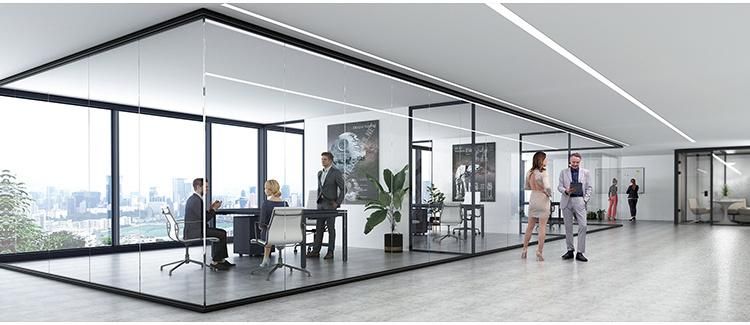 Modern Glass Partition HK55s 12mm Glass Aluminium Office Glass Partition