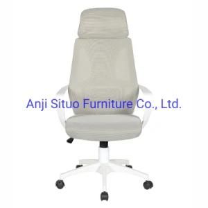 White High Back with Headrest Cheap Ergonomic Executive Adjustable Home Office Desk Mesh Chair