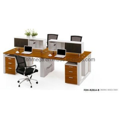 Office Furniture 4 Station Cubicle Desk Partition System with Special Screens Foh-R2814-B