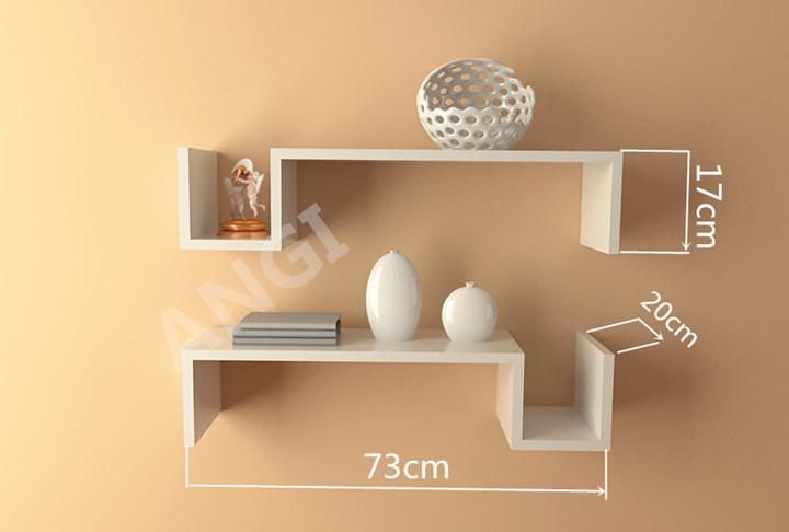 Angi Floating Wooden Wall Shelf S Shape Painted MDF Furniture Set of 2 GB2803