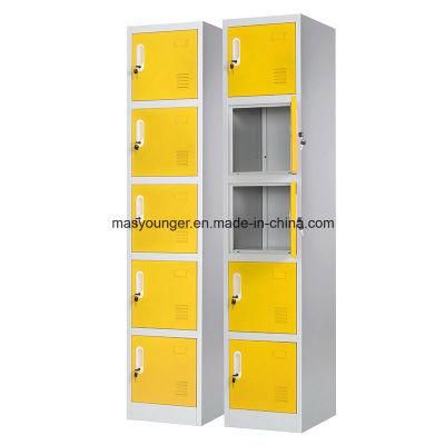 Steel Locker 5 Door Storage Coin Clothes Changing Wardrobe Iron Cabinet Separate Metal Supermarket Locker