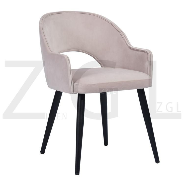 Home Furniture Arm Modern Velvet Modern Dining Room restaurant Chairs with Metal Frame