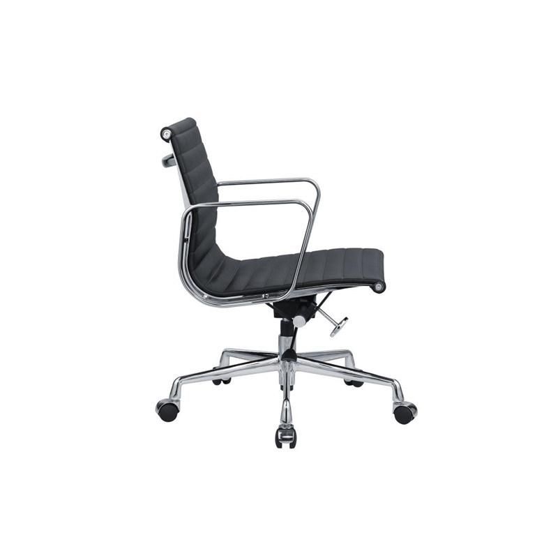 Middle Pleated Back Ea Classic Style Ribbed Aluminum Ergonomic High End PU Leather Executive Manager Tilting Home Office Swivel Office Chair