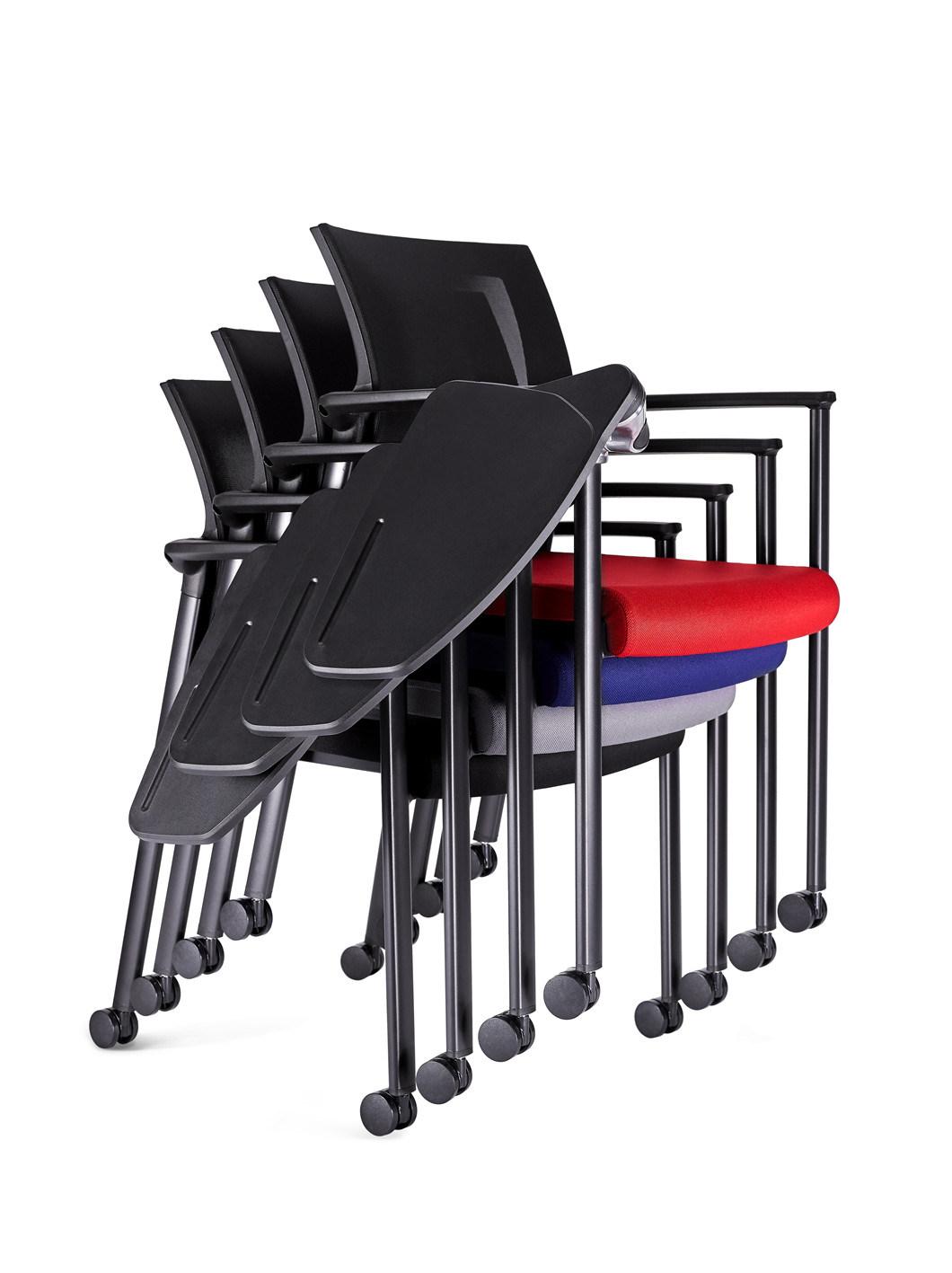 Plastic Flipped Stackable Movable Meeting Dining School Visitor Task Training Office Chair with Armrests