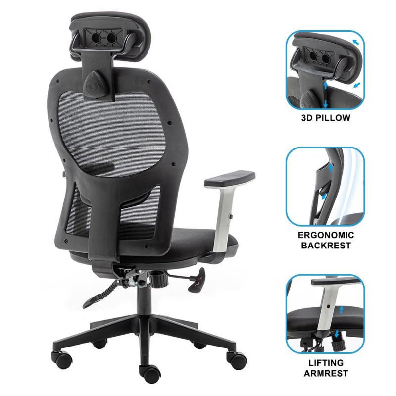 Ergonomic Office Chair, Density Mesh Desk Chair, Task Chair with Headrest and Armrests, Home Reclining Office Desk Chair with Lumbar Support