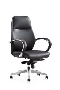 MID Back Black Aluminum Base Senior Executive Staff Chair with Armrest