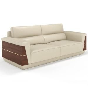 New Simple Modern Design Boss CEO Wood Veneer Wooden Office Furniture Leather Sofa