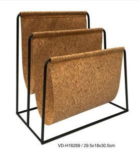 Magazine Holder Cork Magazine Rack with Metal Stand Home Office Furniture