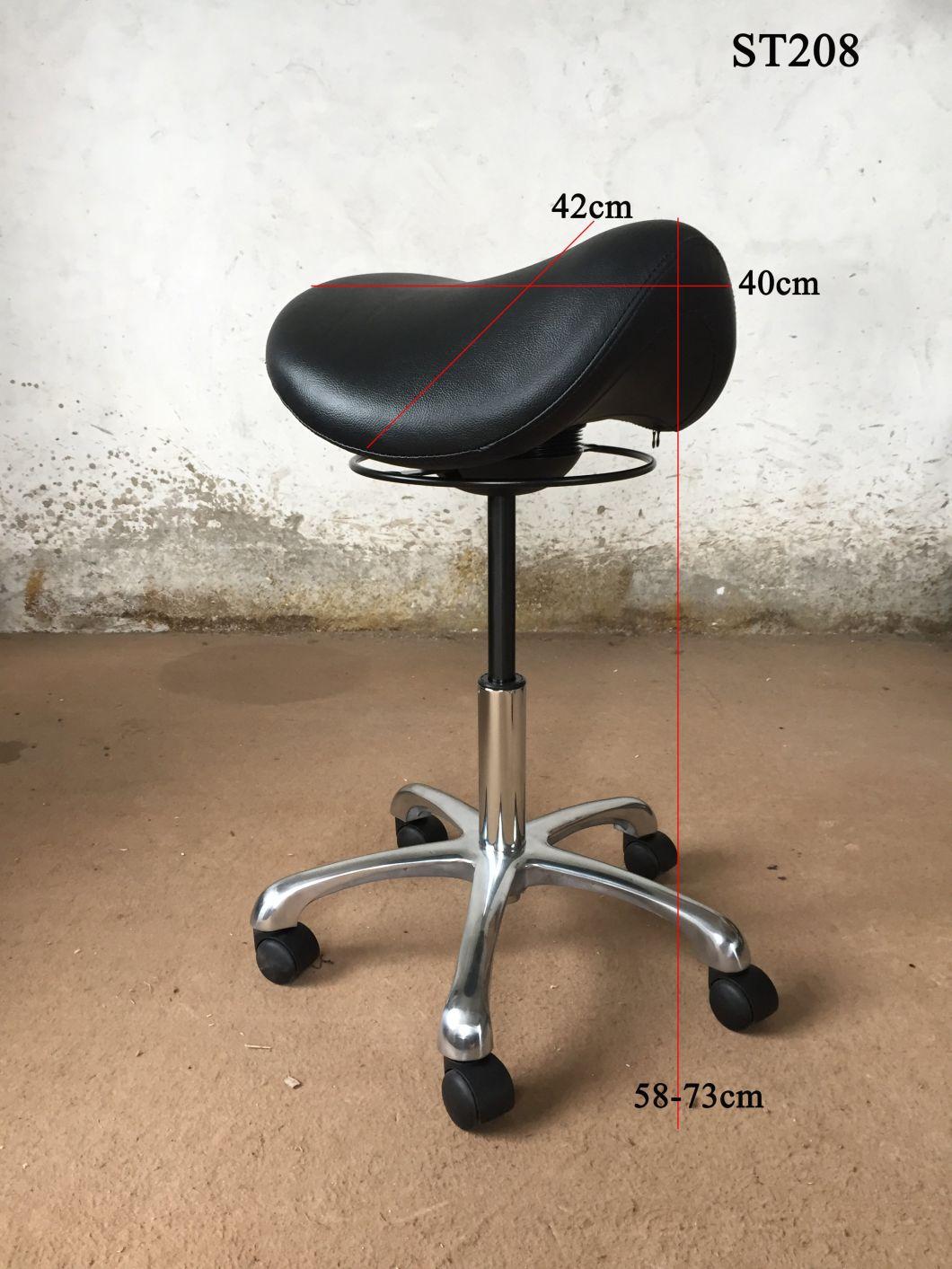 Black Color PU Leather All Degree Swing Funcion Frame Saddle Seat Industrial Chair