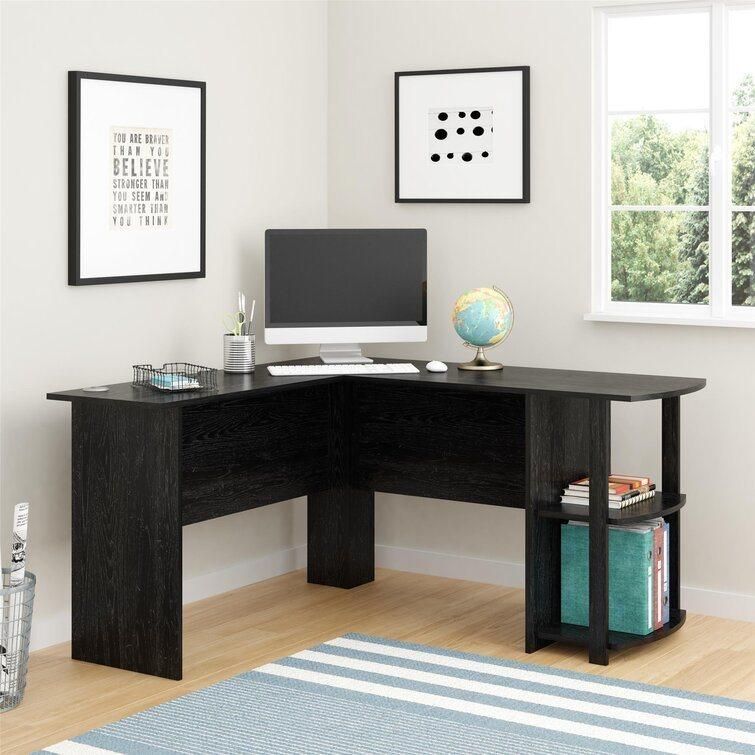 Nova Multi-Shelf Dorm Home Office Desk Black with Storage Shelf