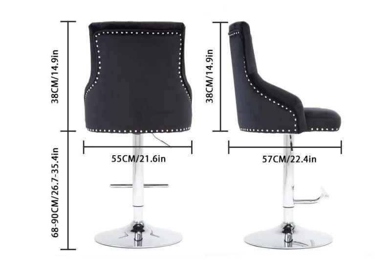 Height Adjustable Leisure Bar Chair Swivel Lounge Bar Stool Seat