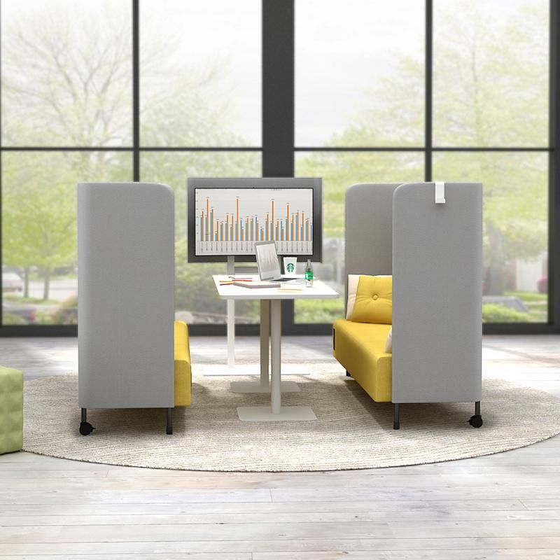 Acoustic Partition Private Meeting Movable Sofa Office Booth Pods with Screen