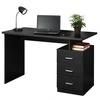 Black Computer Desk Modern Stylish Home Office Study Table Writing Desk Workstation with 3 Drawers