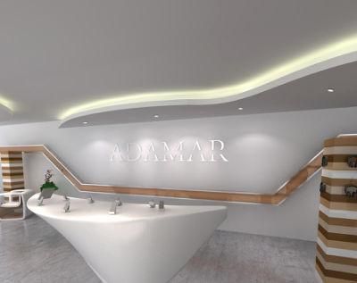 Stylish Design Pure White LED Solid Surface Counter Reception Desk