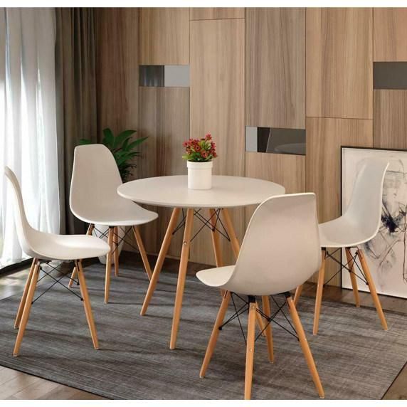 MDF Coffee Table Restaurant Dining Table and Wood Cross Legs Round Table