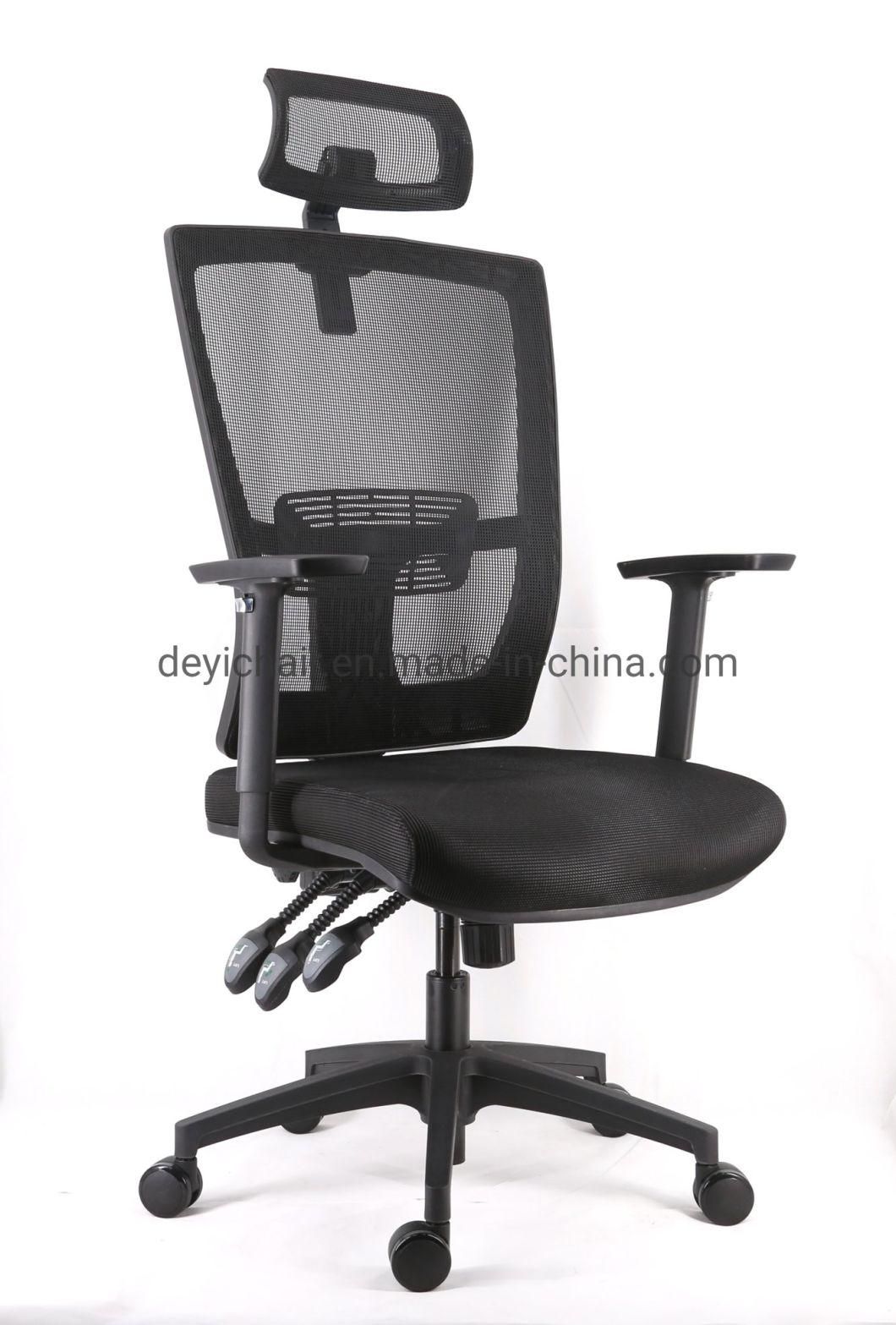 3 Lever Heavy Duty Mechanism Nylon Base PU Castor Class 4 Gas Lift with Lumbar Support and Mesh Headrest Chair