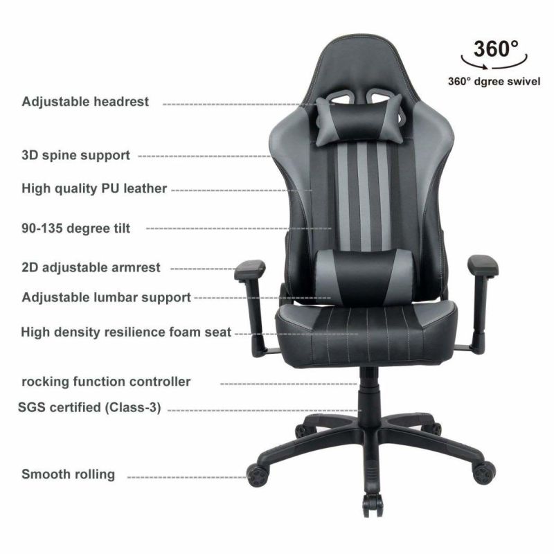 (EDWARD) Adjustable Swivel Game Use 4D Armrest PU Gaming Chair