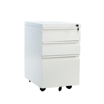 High Quality 3 Drawer White Storage Mobile Pedestal Cabinet Steel Mobile Cabinet
