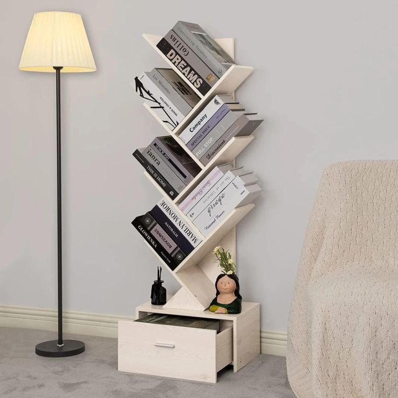 High Quality Bookshelf Free Standing Wood Bookcase with Drawers for Living Room Bedroom Home Office