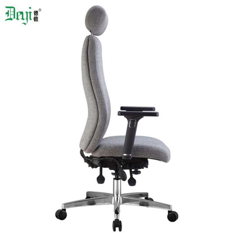 Fabric Upholstery High Back Functional Frame with PU Adjustable Arm Aluminium Base Office Chair
