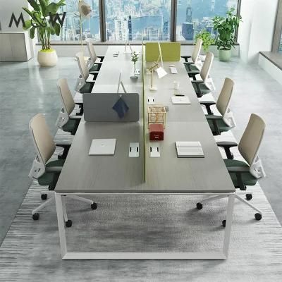 Fashion Desk Modern Work Station Work Wooden Table Design 8 Person Workstation Office Furniture