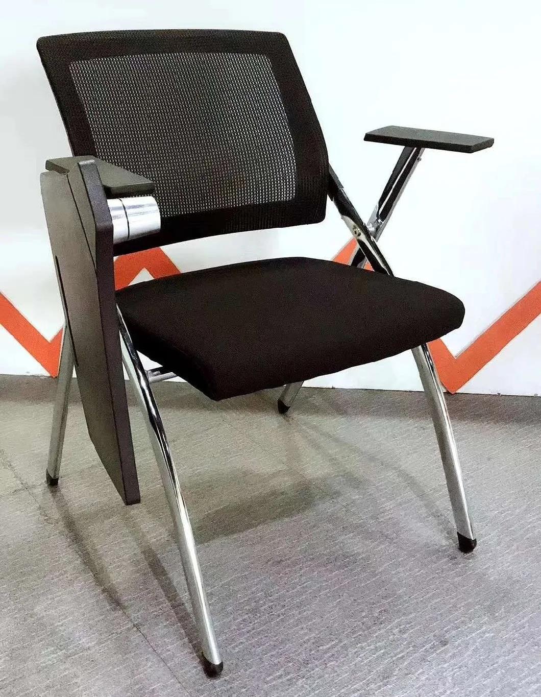 2021 Wholesale Chrome Steel Metal School Training Folding Mesh Chair with Writing Pad