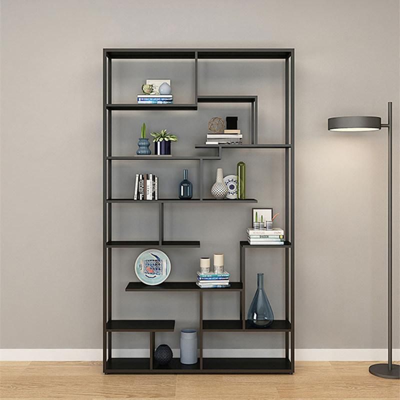 Black Metal Bookshelf Modern Minimalist Study Furniture 0514-2