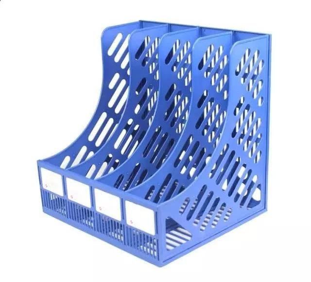 Plastic Bookshelf 4 Section Divider Paper Holder File Rack