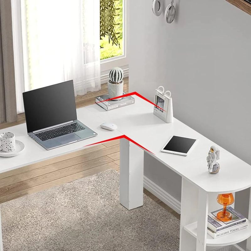 L-Shaped Desk, Home Office Dual Use 130 X 140cm White