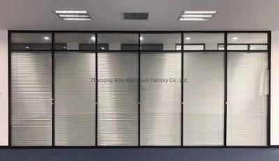 Glass Partition with Louvres Blinds Aluminium Office Glass Partition