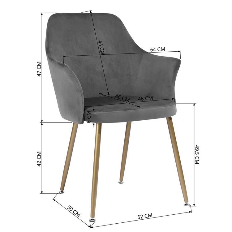 Home Furniture Arm Modern Velvet Modern Dining Room restaurant Chairs with Metal Frame