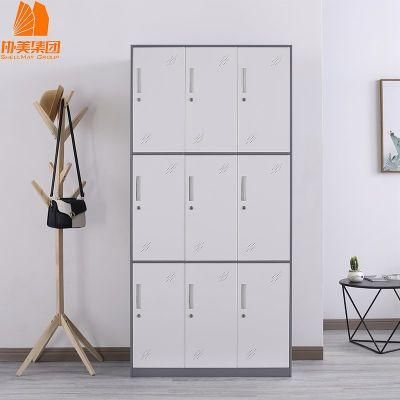 Nine Doors Metal Cloth Wardrobe Modern Design Style with Locker