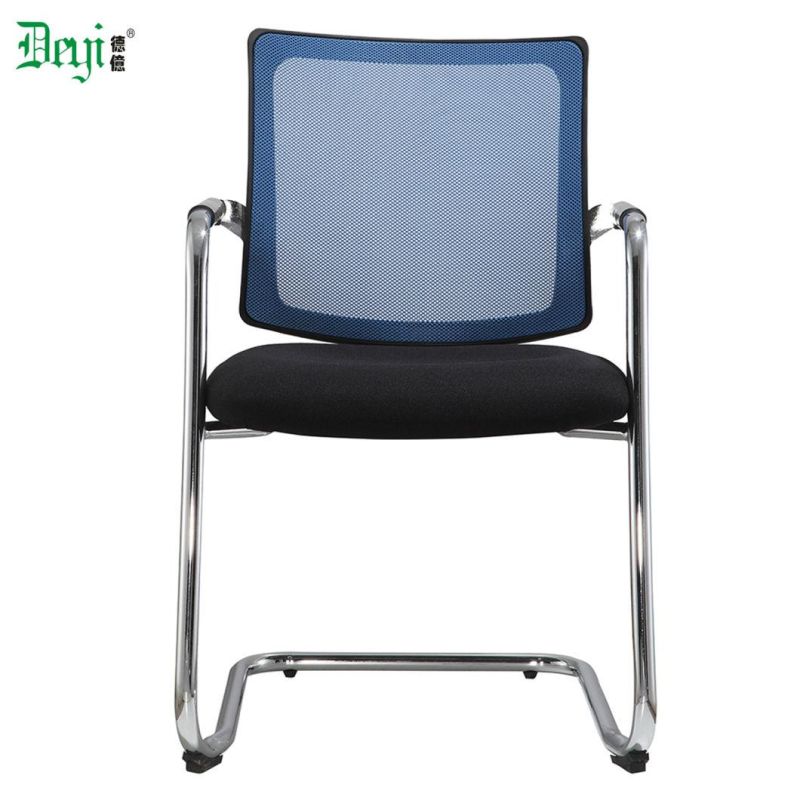 25 Tube 2.0mm Thickness Bow Frame with Armrest Medium Mesh Back Fabric Seat Conference Chair