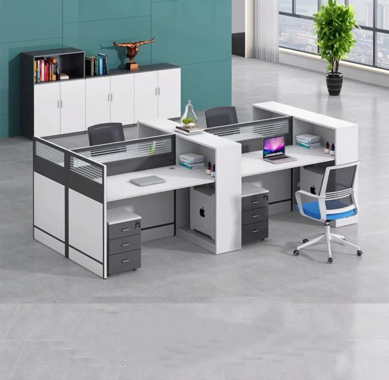 Modern Office Desk Furniture Melamine 4 Person Office Workstations