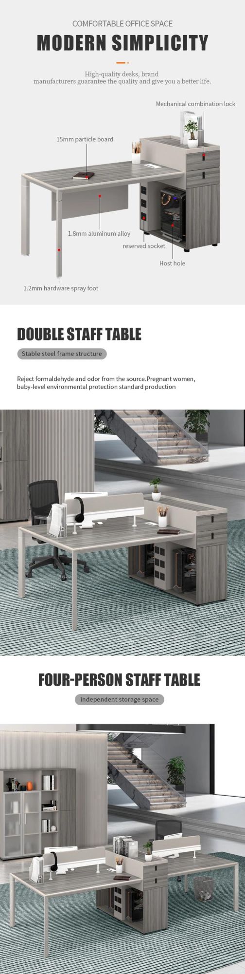Chinese Factory Made Office Furniture MFC Office Cubicle Workstation Desk
