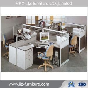 Modern Design 4 Seater Office Workstation Partition with Glass Panel 2058