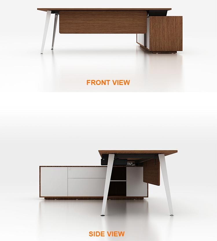 Foshan Factory High Quality Wooden Office Desk with Steady Leg L Shape Office Executive Desk