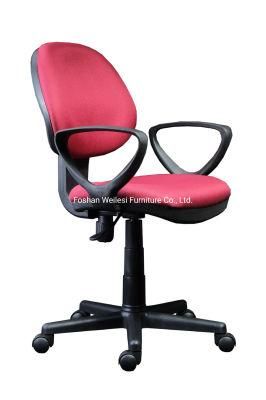 Red Color Small Round Back Simple Tilting Mechanism B300mm Nylon Base with PP Armrest Office Chair
