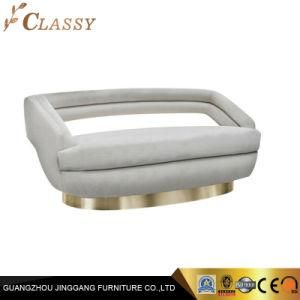 Hotel Coated Steel Based Metal Furniture Sofa with Luxurious Velvet Lazyback