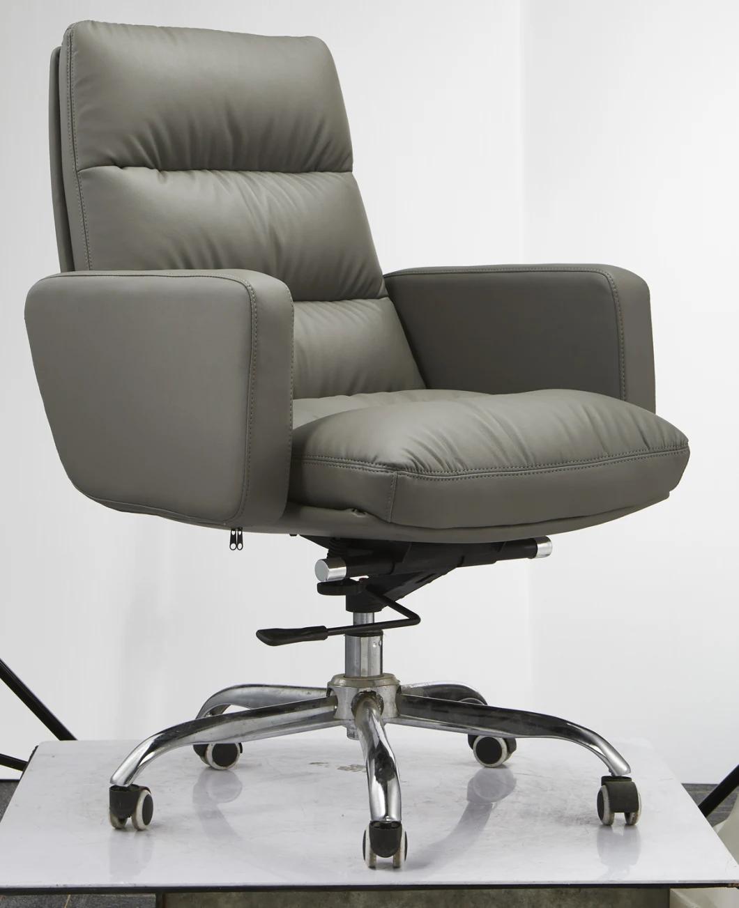 Luxury Aluminum Alloy Feet Comfortable Technology Leather Integration Office Chairs