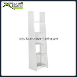 Modern White/Wood Grain 4 Layer Bookshelf