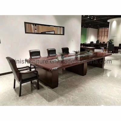 (M-CT331) Premium Brown/Red Wooden Office Conference Table or Meeting Desk with Leather Chairs