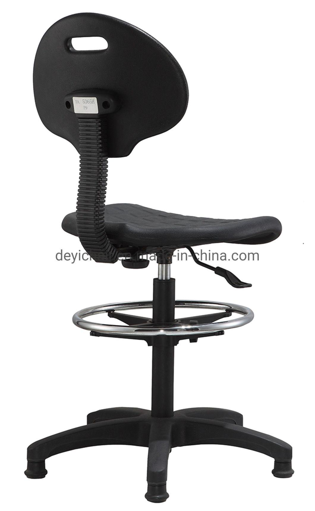 450mm Chrome Footing 260mm Black Gaslift Nylon Base with Foot Pad Mould PU Seat and Back Bar Chair