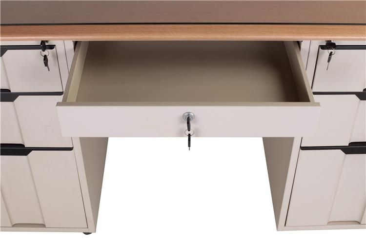Metal Top Computer Desk Office Desk Metal and Wood Office Desk with Drawers